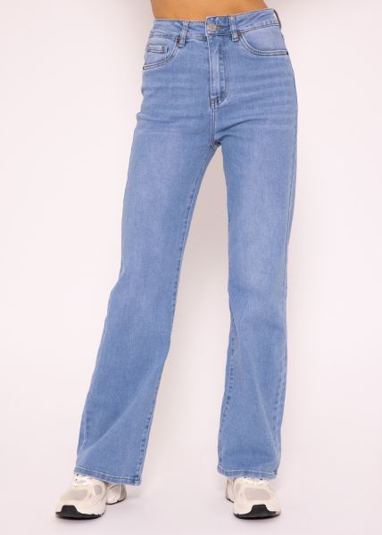 Jeans mit weitem Bein, hellblau