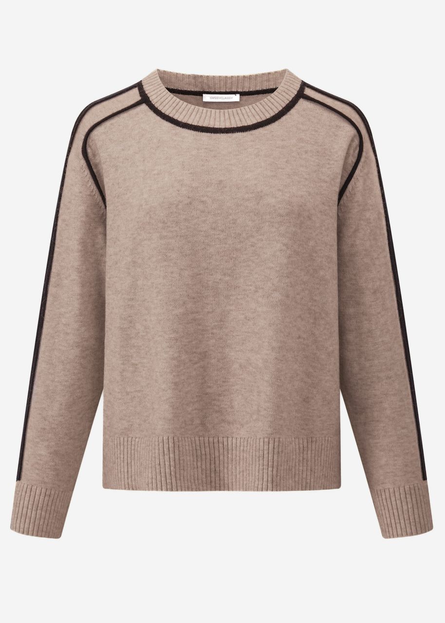 Pullover mit Zierblenden - taupe-schwarz