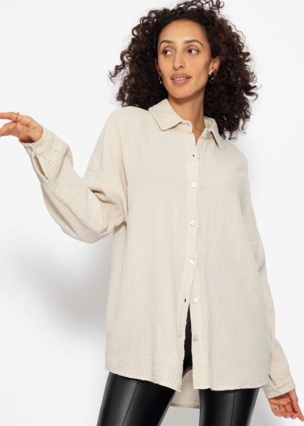 Musselin Bluse im Regular Fit - beige