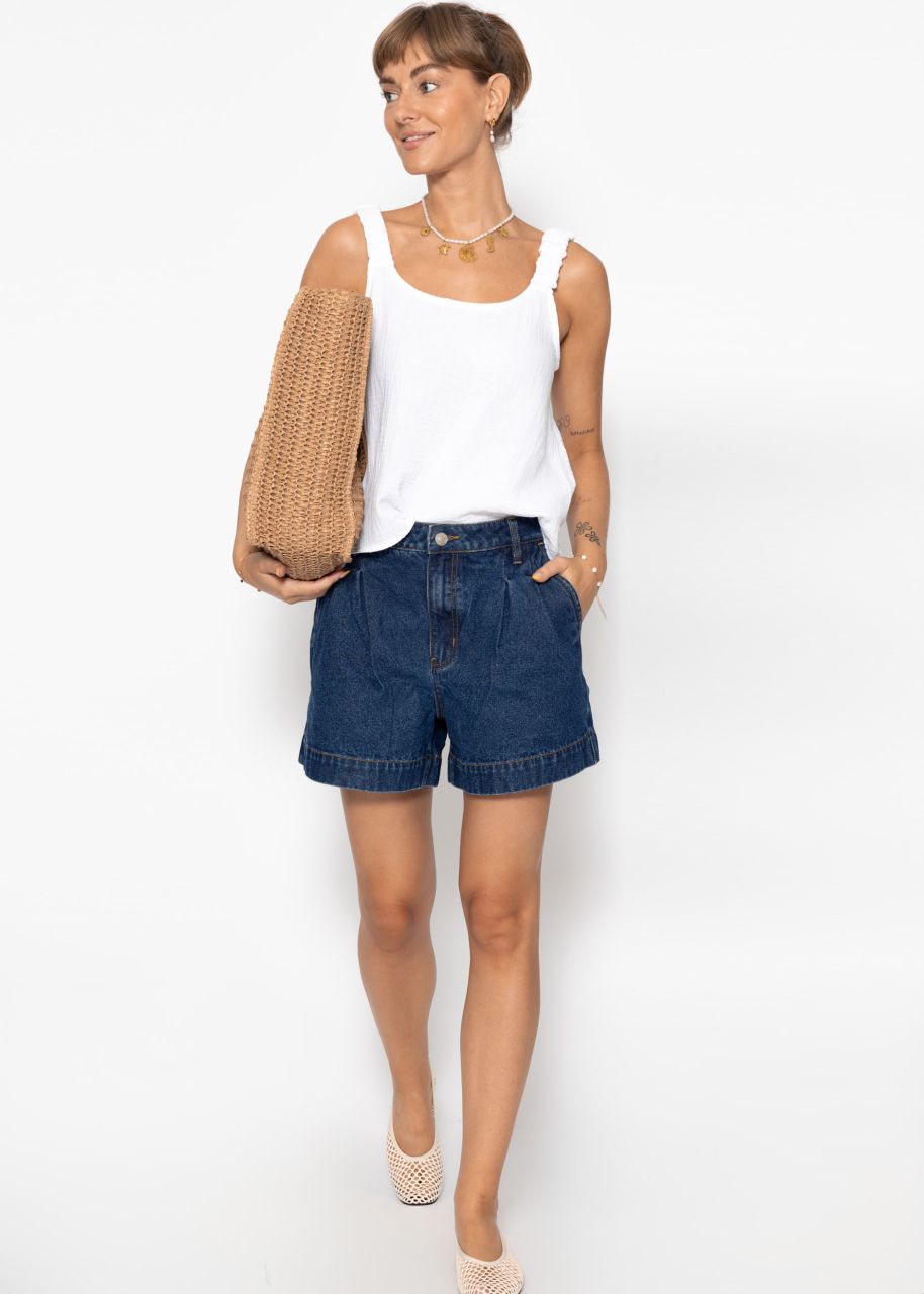 High Waist Jeans Shorts - dunkelblau