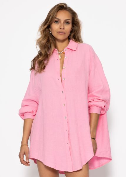 Musselin Bluse oversize - babyrosa