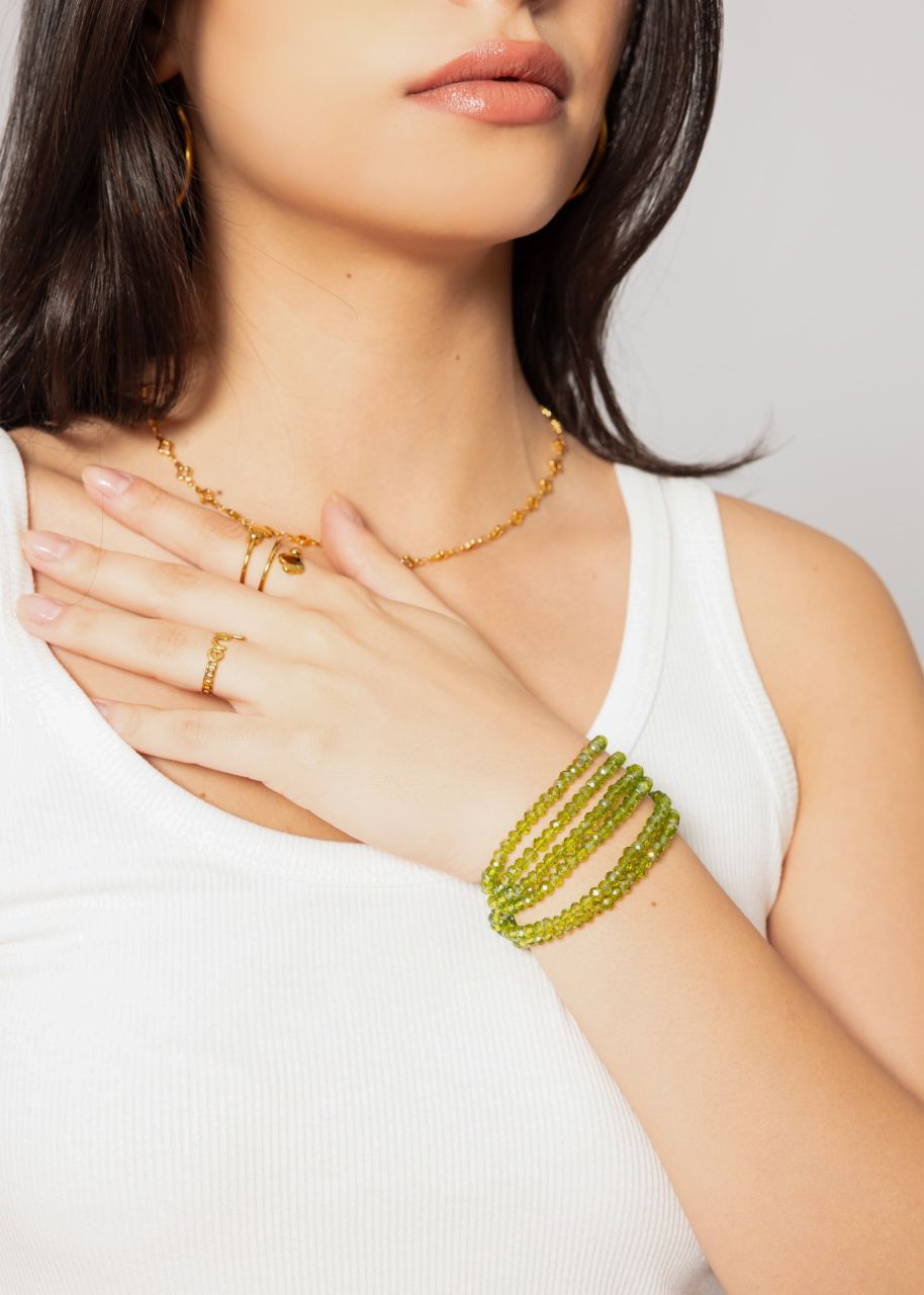 Mehrreihiges Perlen Armband - khaki