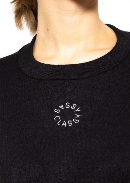 Oversize Sweatshirt mit Stickerei - schwarz