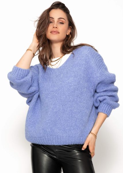 Oversize Pullover mit V-Ausschnitt - flieder