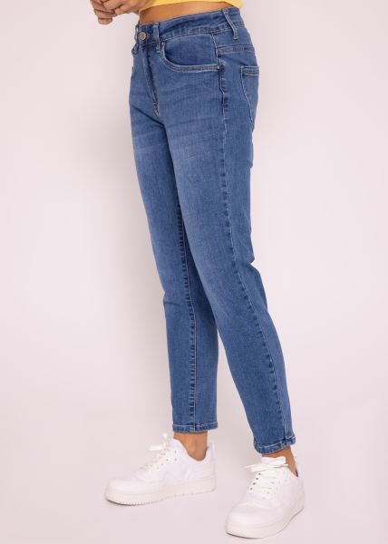 Highwaist Relax Fit Jeans, mittelblau