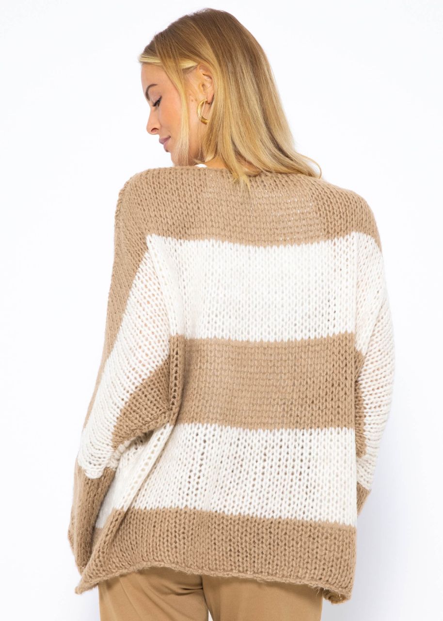 Locker gestrickter oversize Pullover - camel-offwhite