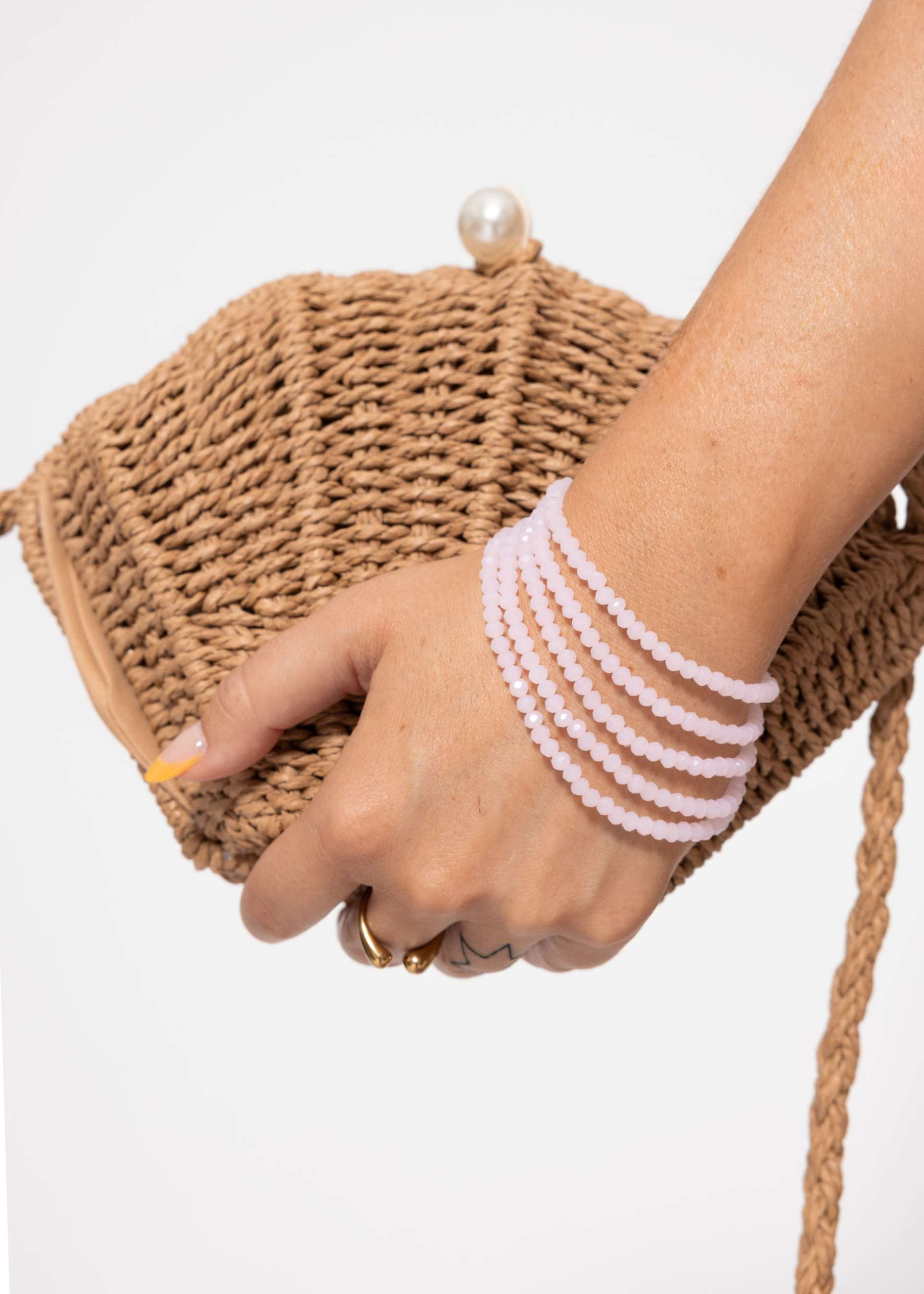 Mehrreihiges Perlen Armband - pastellrosa