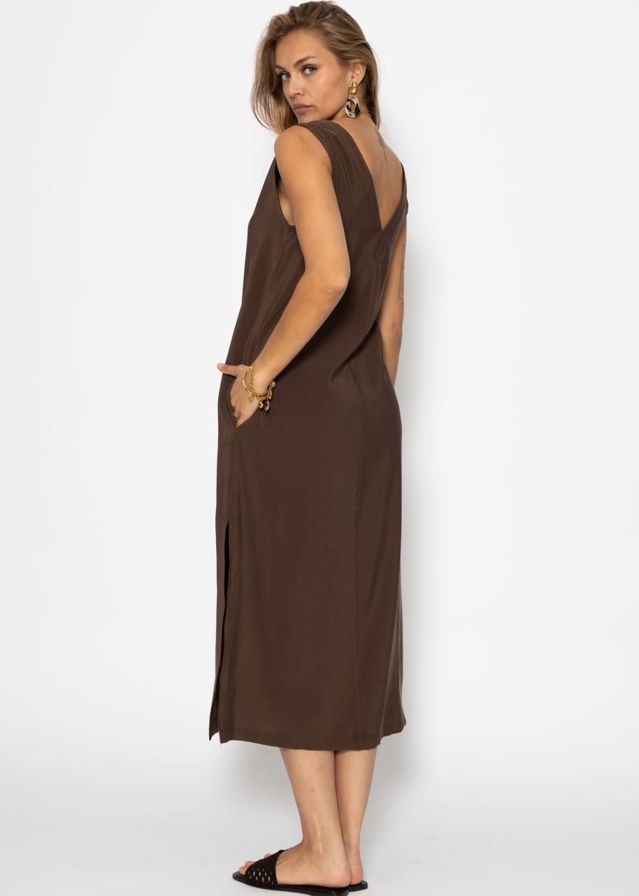 Maxi Kleid mit V-Ausschnitt - braun