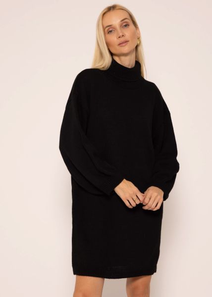 Mini Pulloverkleid mit Rollkragen, schwarz