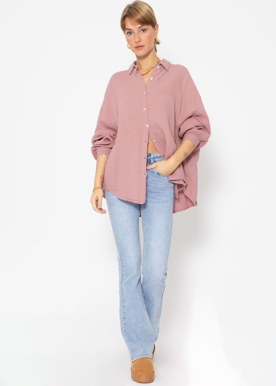 Musselin Bluse oversize, kurz, altrosa