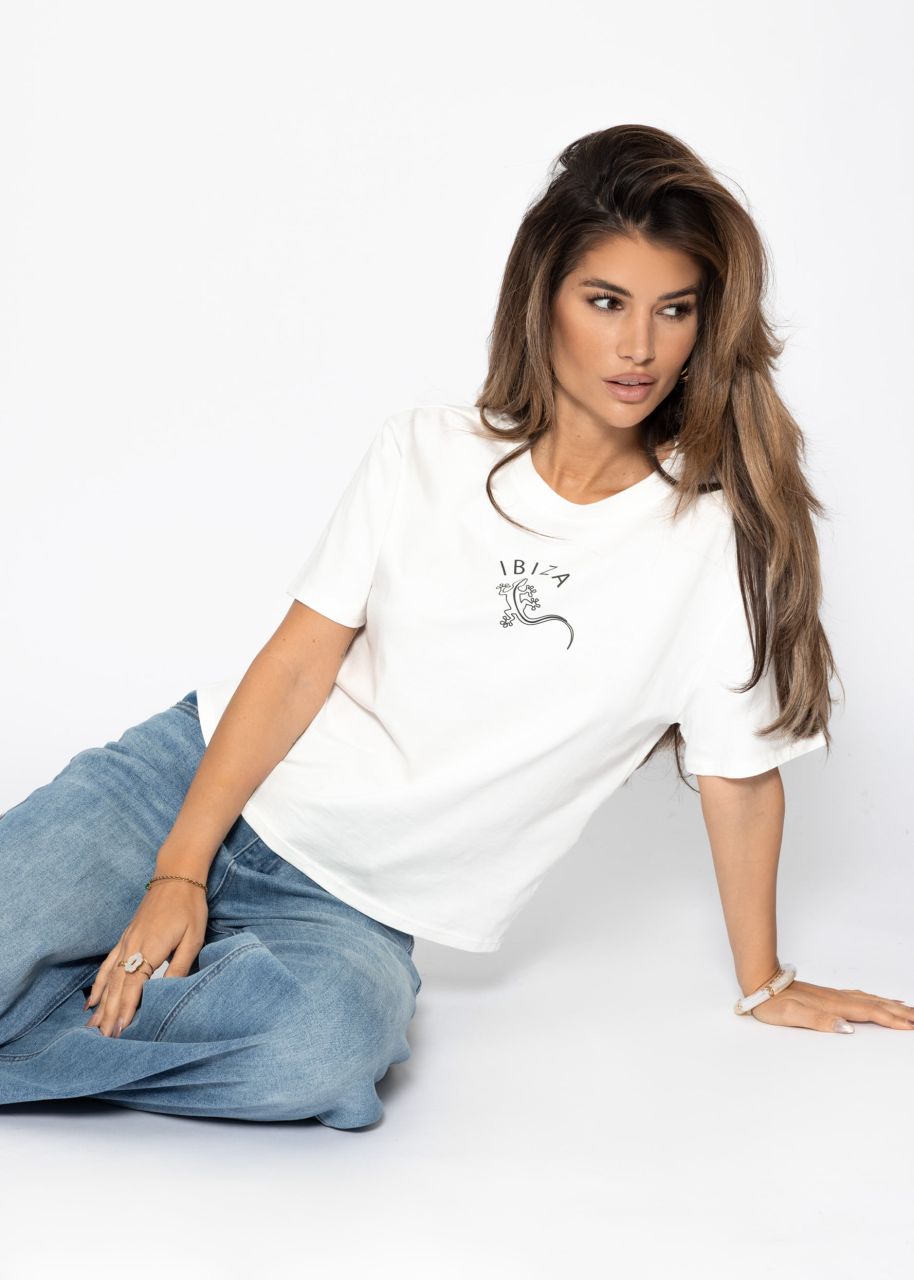T-Shirt mit Ibiza Print - offwhite