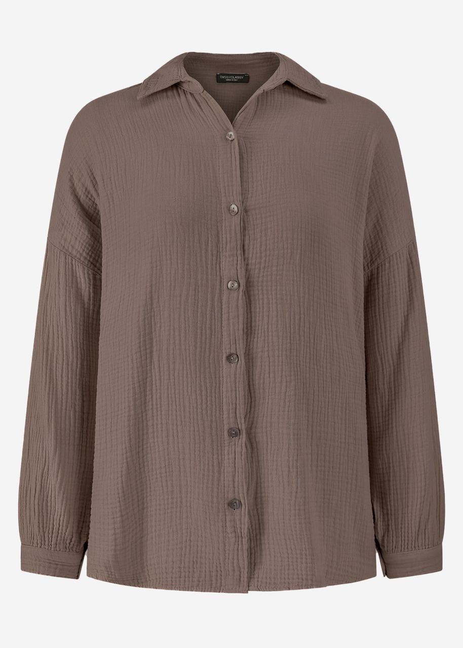 Musselin Bluse im Regular Fit - taupe