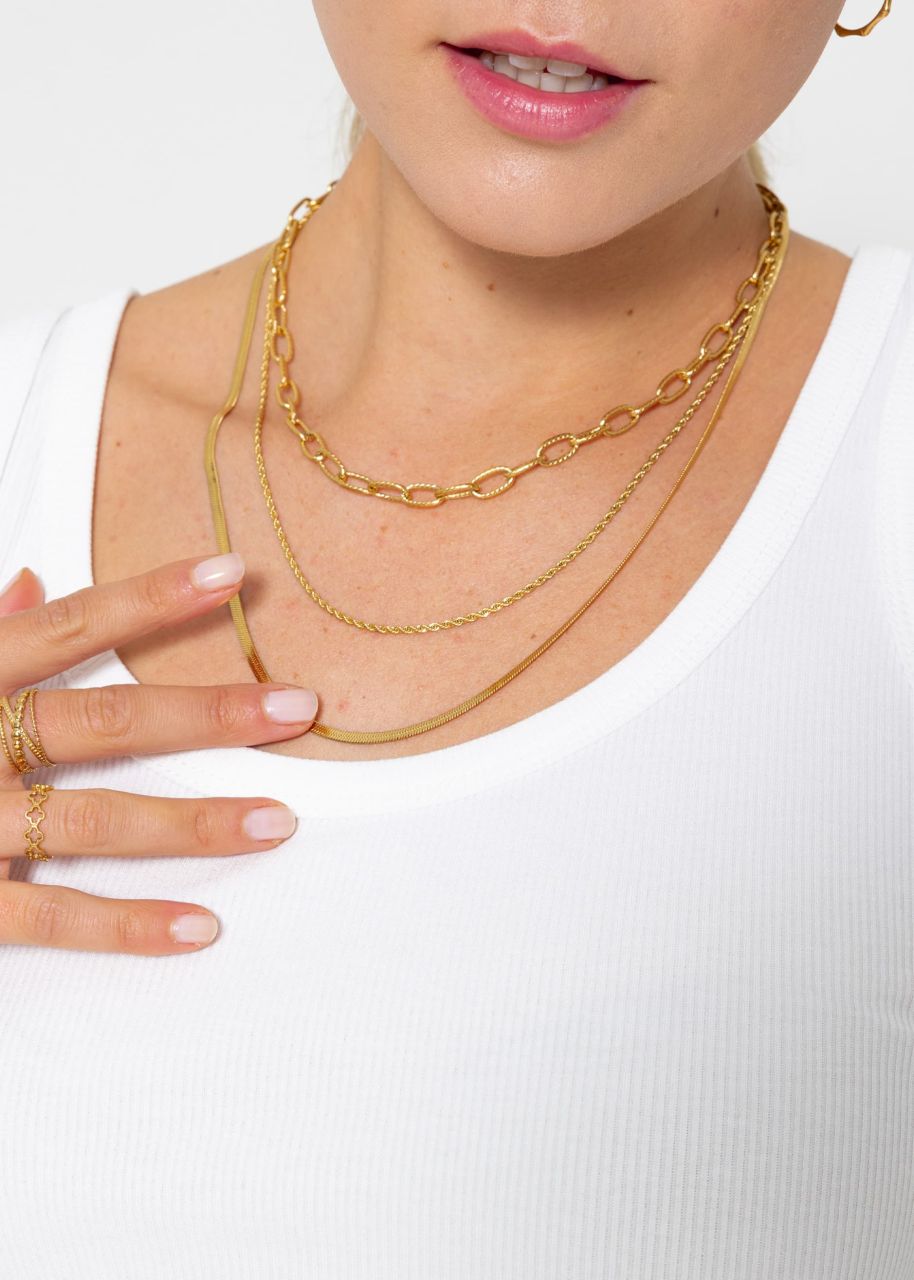 Dreifache Layering Kette - gold