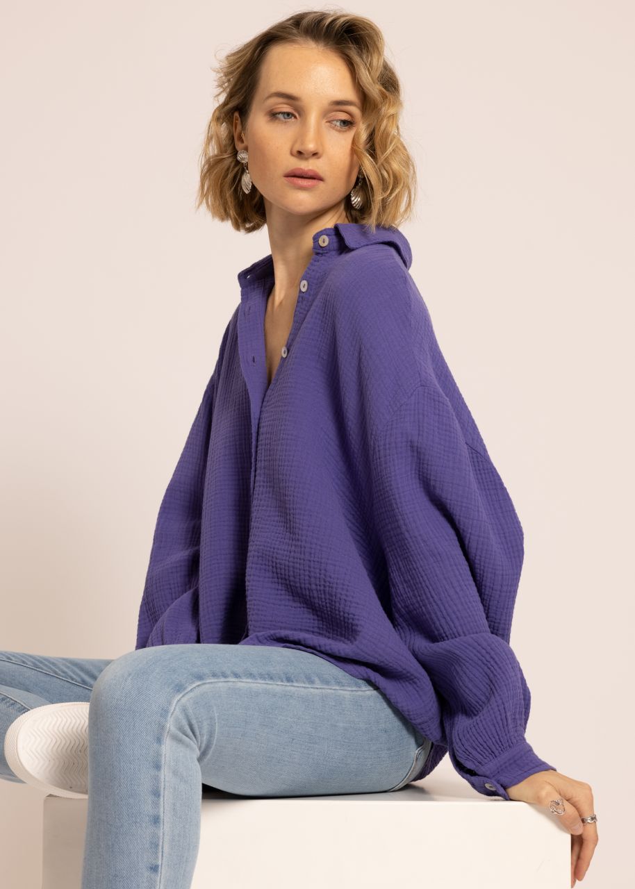 Ultra oversize Blusenhemd, kürzere Variante, lila
