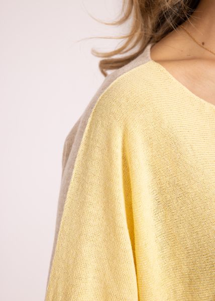 Feiner, zweifarbiger Pullover, gelb/beige