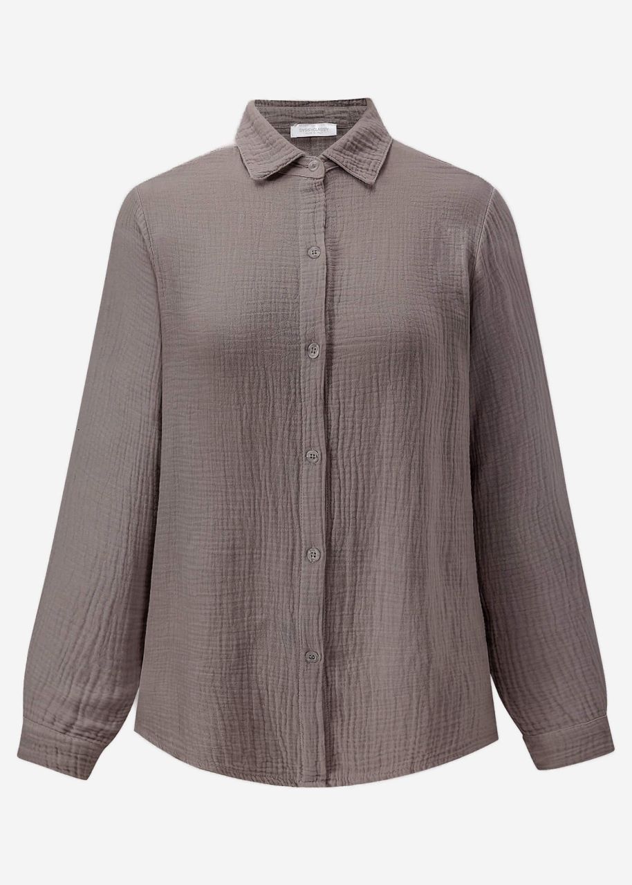 Klassisch geschnittene Bluse in Musselin - taupe