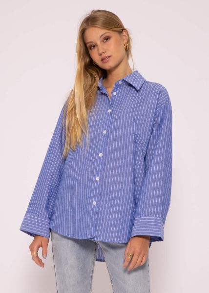 Oversize Streifen Bluse, blau/weiß