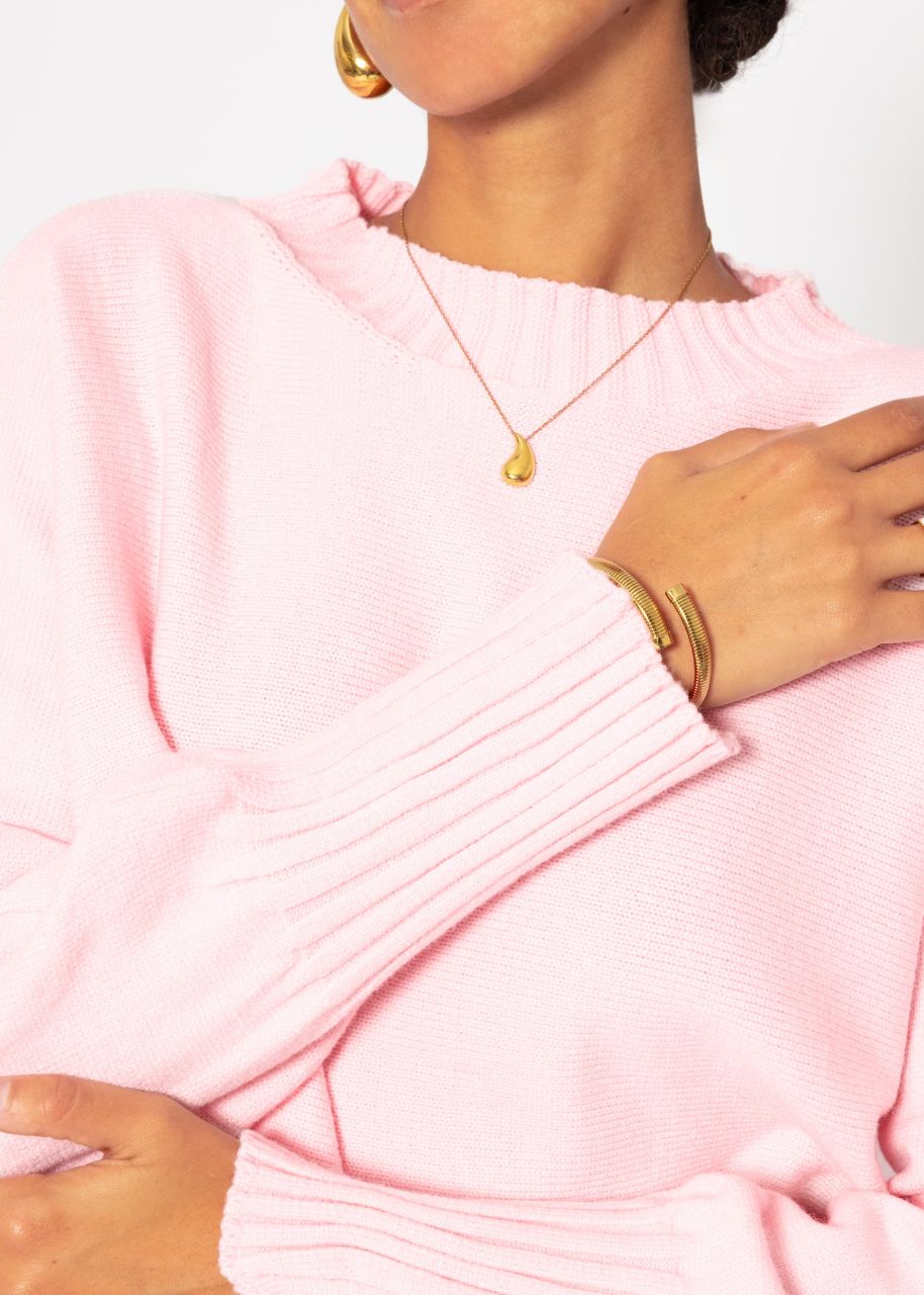 Lässiger Crop Pullover - rosa