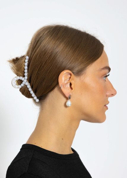 Perlen-Haarklammer - weiß