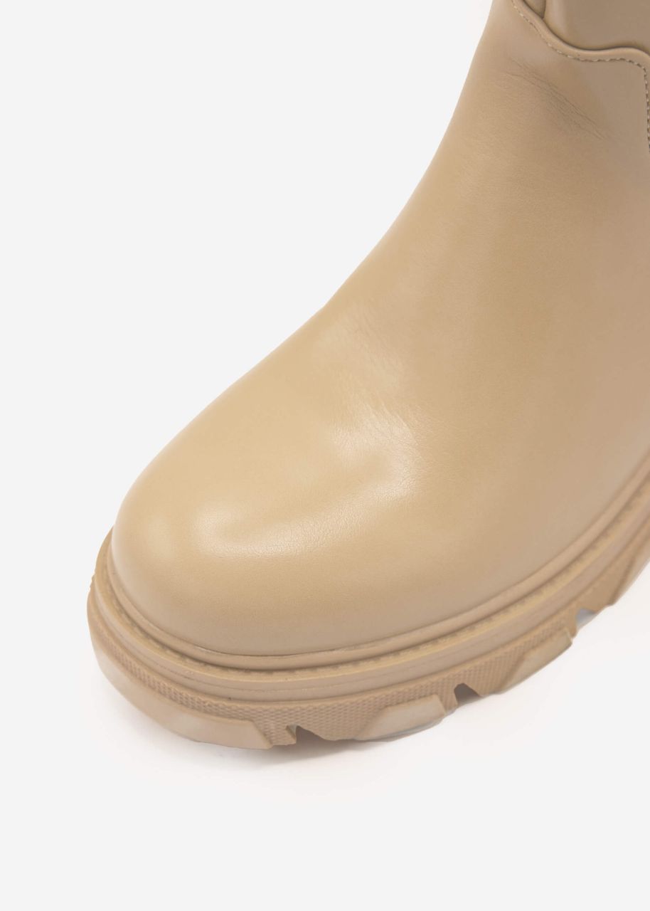 Kniehohe Stiefel, beige