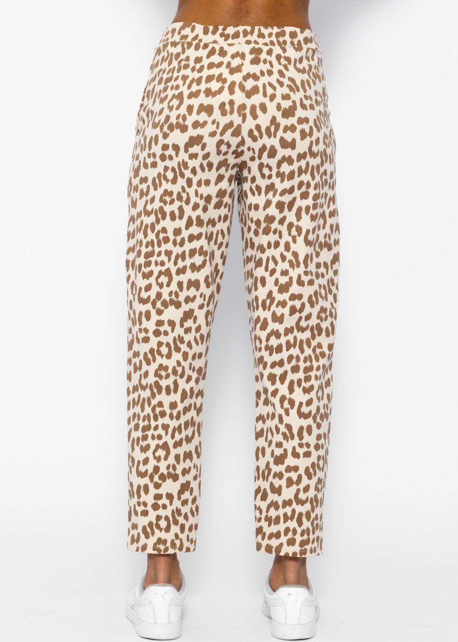 Jersey Chinos in Leo-Print - offwhite