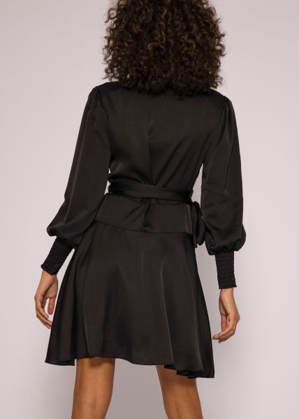 Satin Wickel-Kleid, schwarz