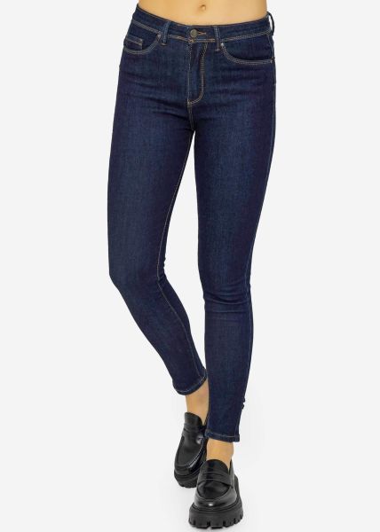 Stretchy Mid Waist Push Up Jeans - dunkelblau