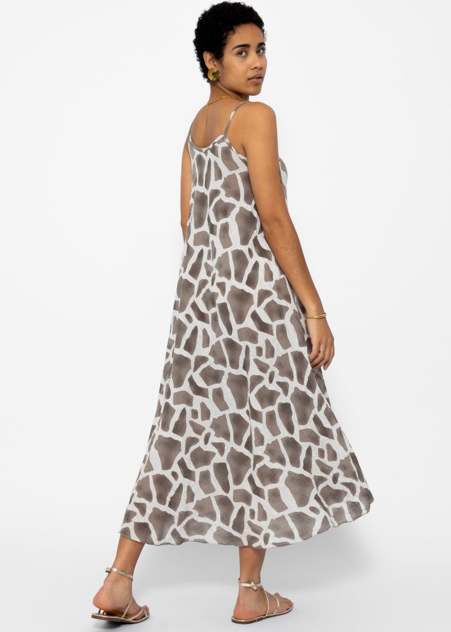 Musselin Beach Kleid mit Animal Print - hellbeige