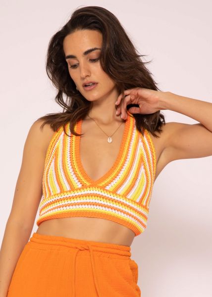 Crochet Top zum Binden, orange