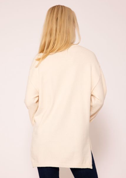 Oversize Pullover mit Seitenschlitzen - offwhite