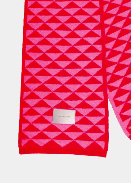 Schal mit geometrischem Print - rot-pink
