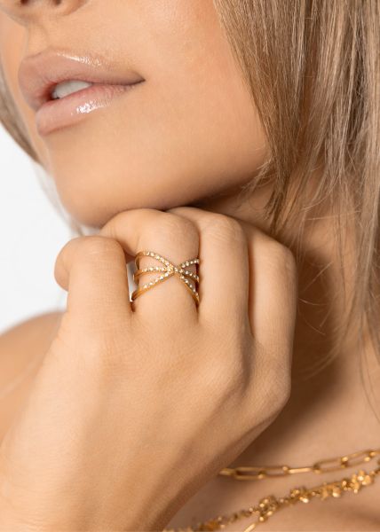Ring mit funkelnden Stegen - gold