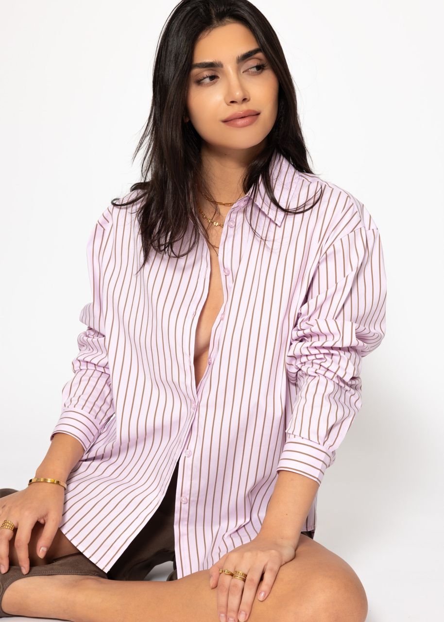 Gestreifte Hemdbluse - rosa