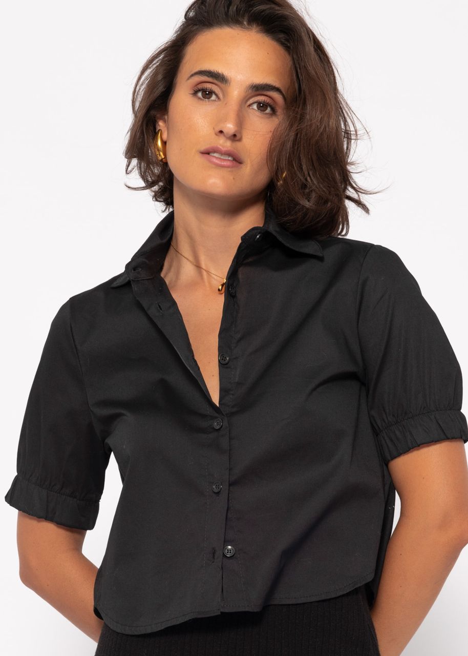 Popeline Bluse - schwarz