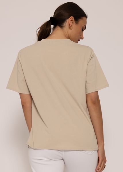 Boyfriend-Shirt mit Print, beige