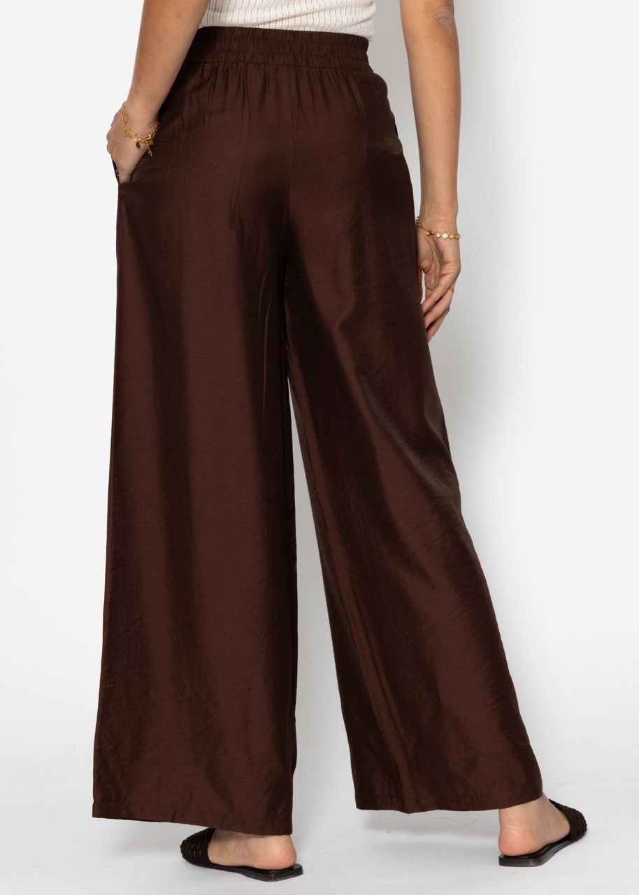 Glänzende Stoffhose mit geradem Bein - braun