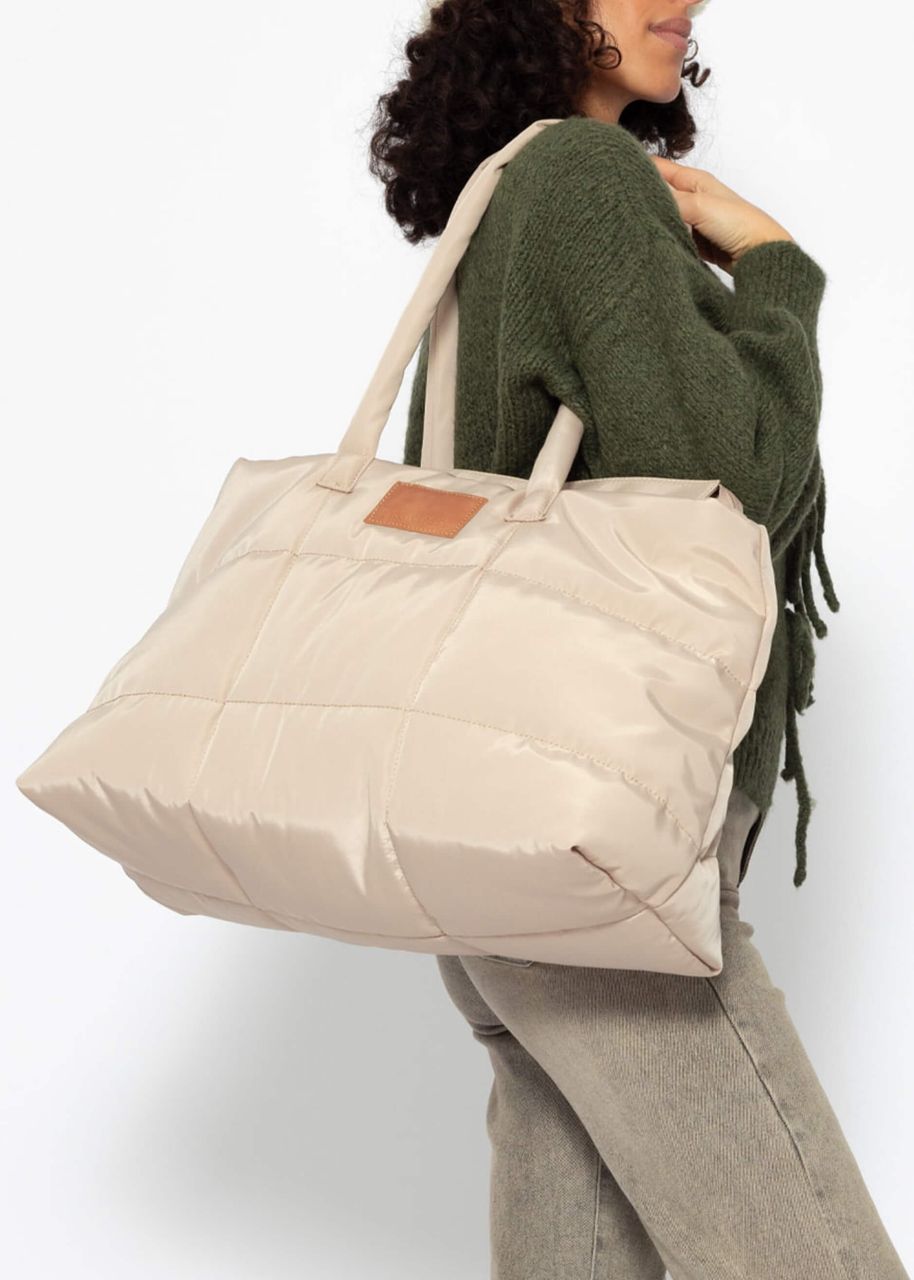 Gesteppter XL Shopper - beige