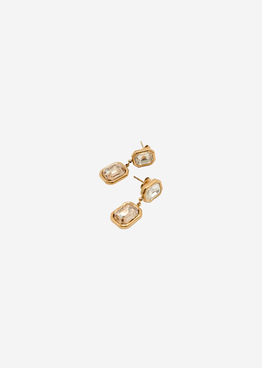 Elegante Ohrhänger mit hellen Schmucksteinen - gold
