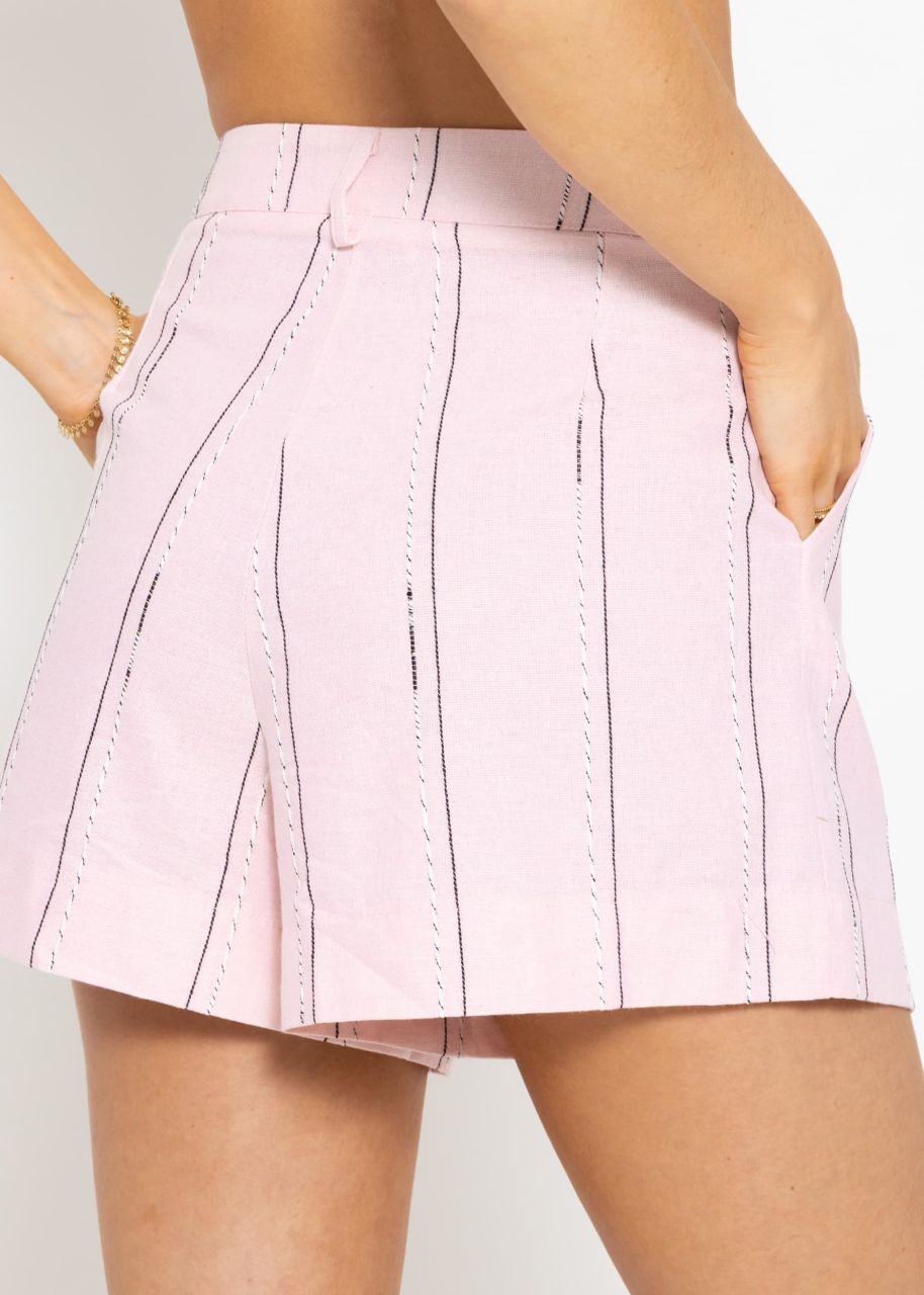 Baumwoll Shorts mit Streifenmuster - rosa
