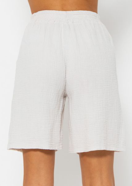 Musselin Bermuda-Shorts, hellbeige