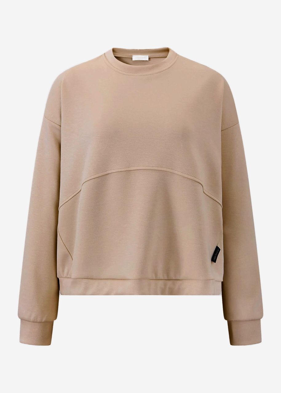 Softes Sweatshirt mit Teilungsnähten - taupe