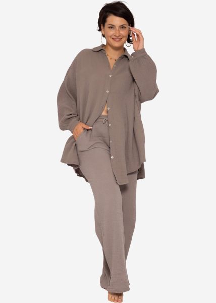 Curvy Musselin Bluse oversize - taupe
