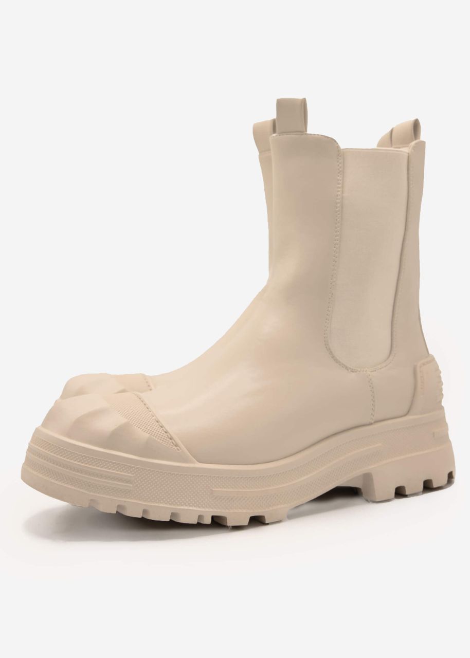 Combat-Boots mit betonter Kappe, beige