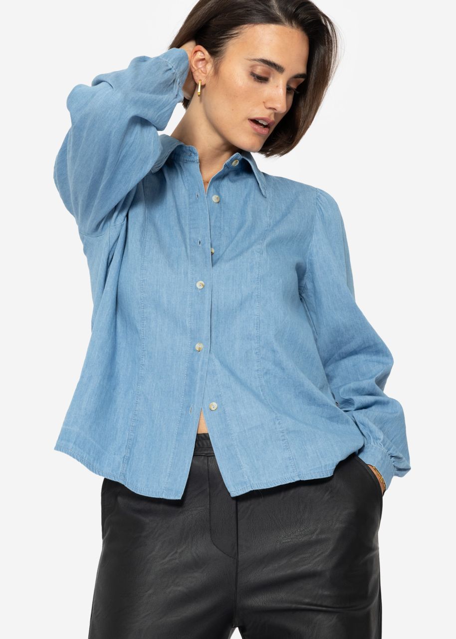 Feminine Denim Bluse - blau