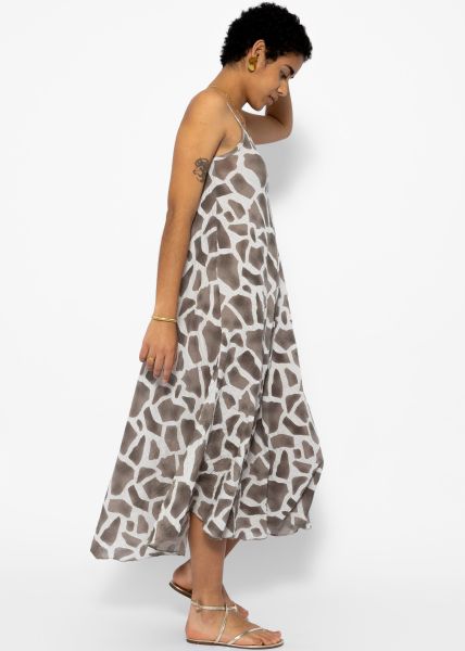 Musselin Beach Kleid mit Animal Print - hellbeige