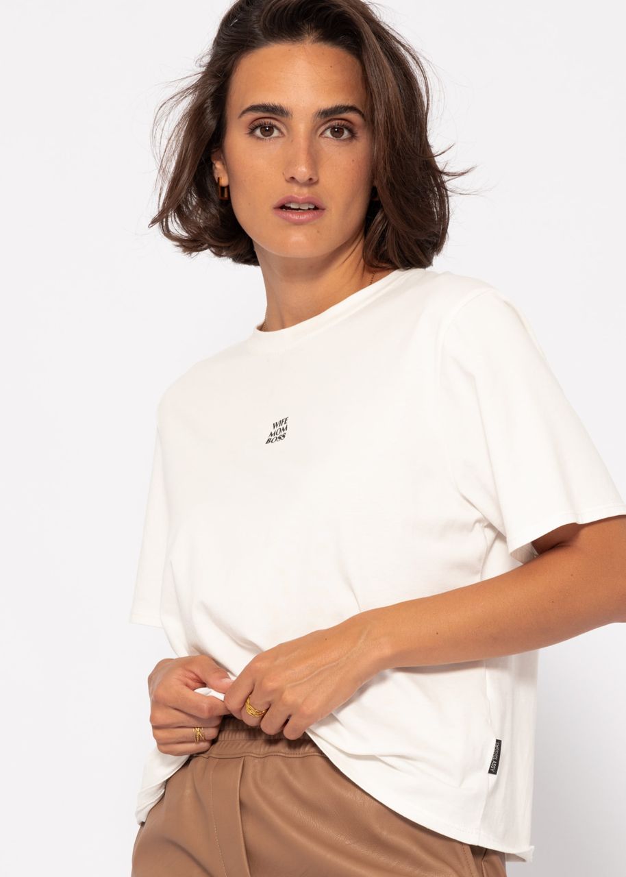 Oversize T-Shirt mit "MOM" Print - offwhite