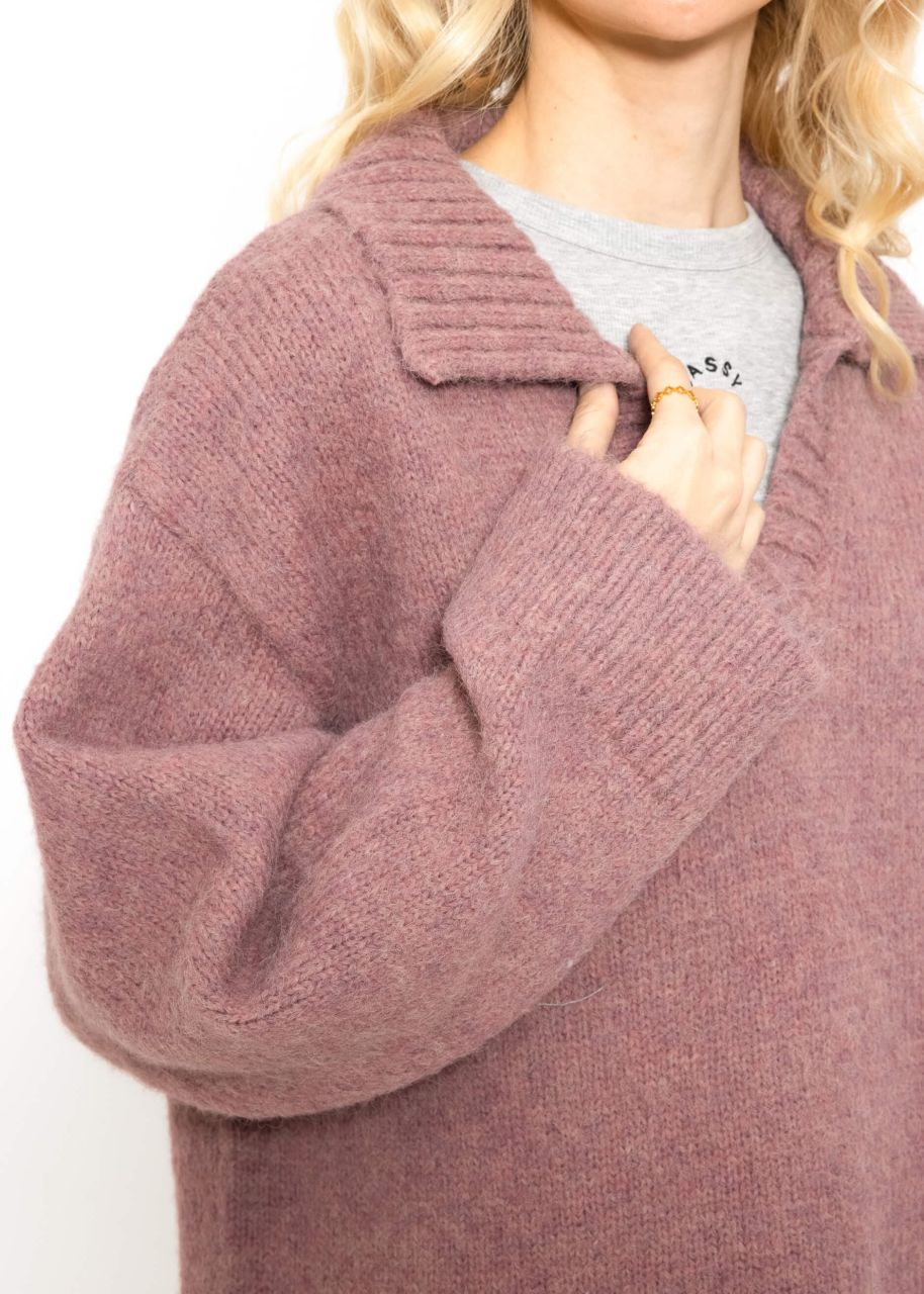 Oversize Pullover mit Kragen - mauve