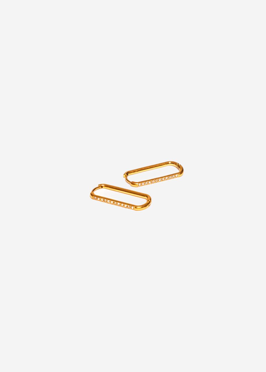 Klassische Squared Creolen mit funkelnden Steinchen - gold