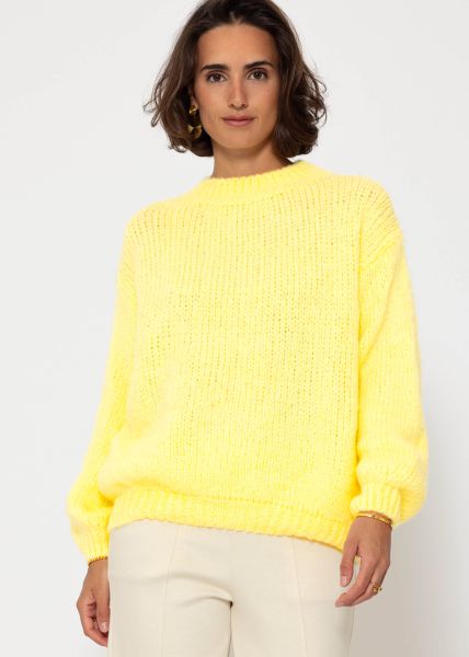 Oversize Pullover mit Rundhals-Ausschnitt - gelb