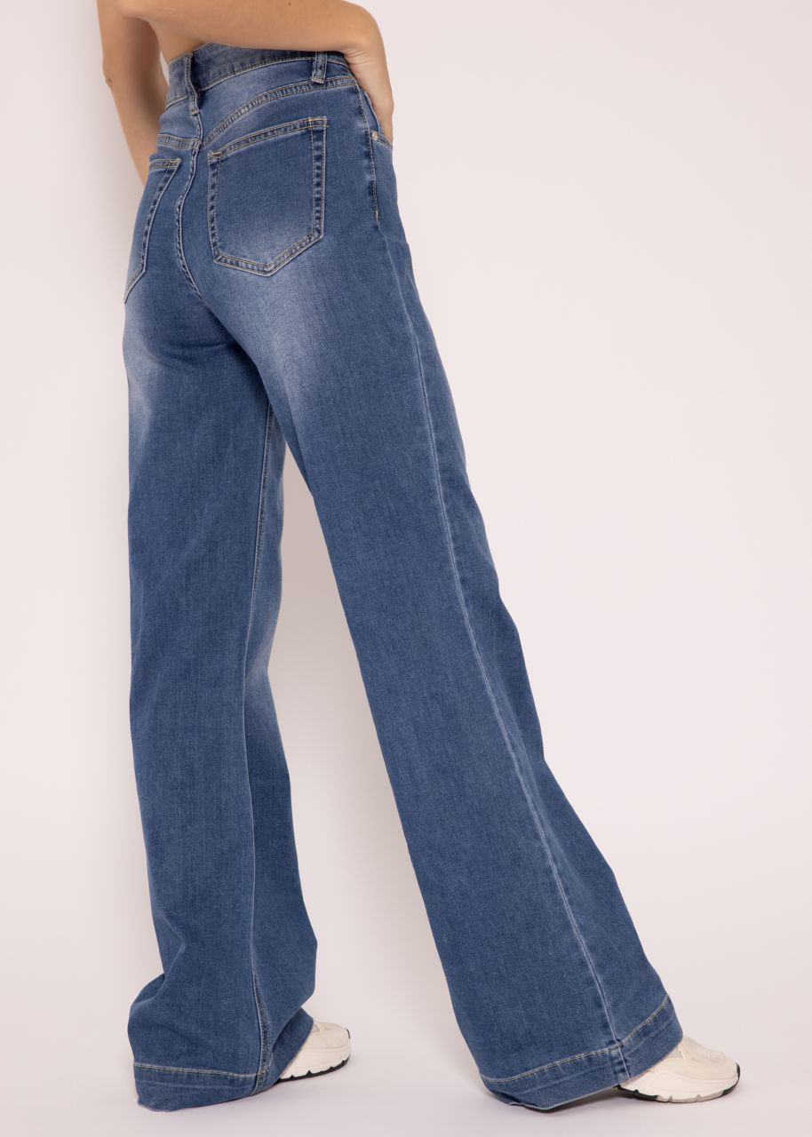 Überlange Flare Jeans, blau
